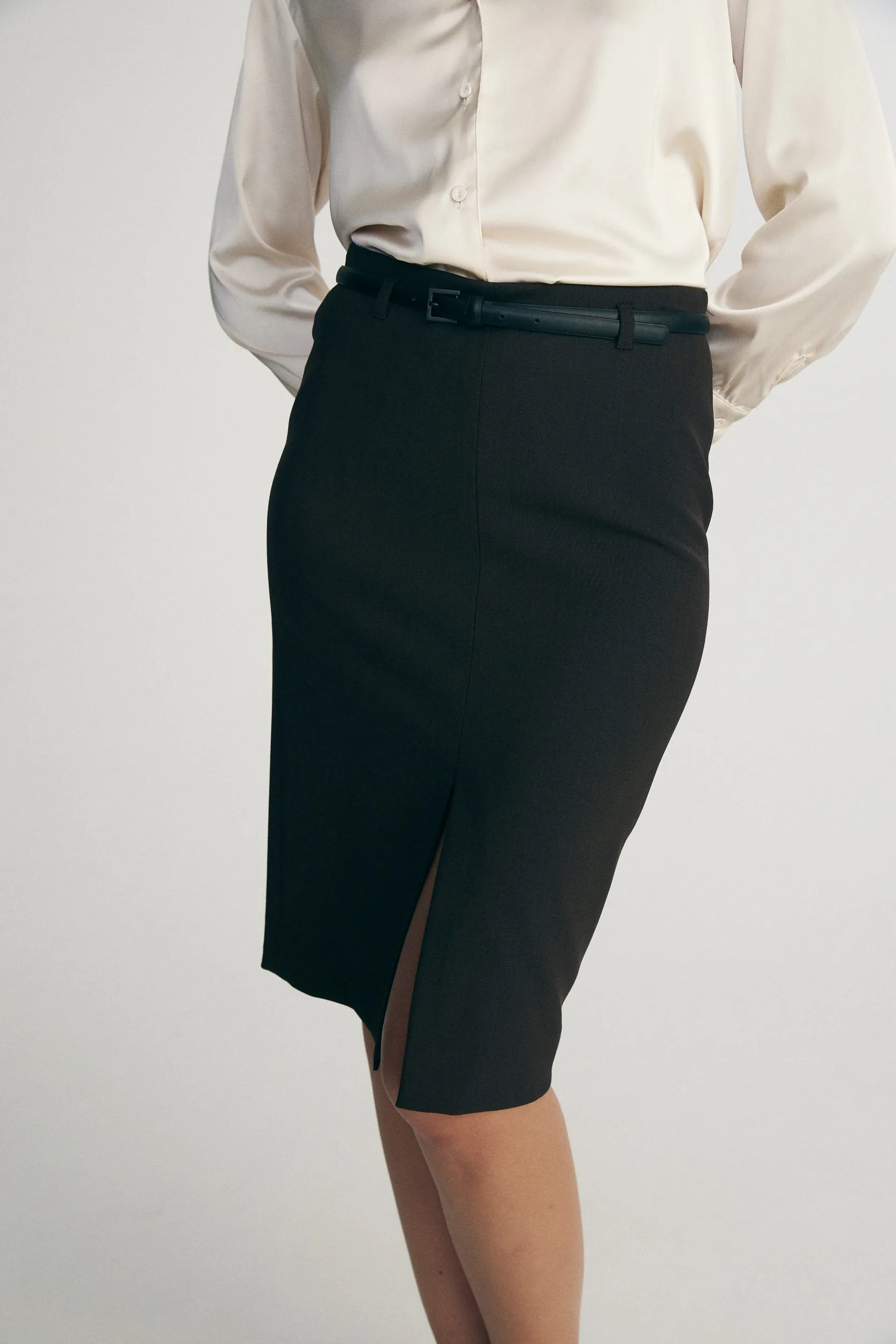 High waist pencil skirt with belt sold by Tristan Style product image thumbnail 3
