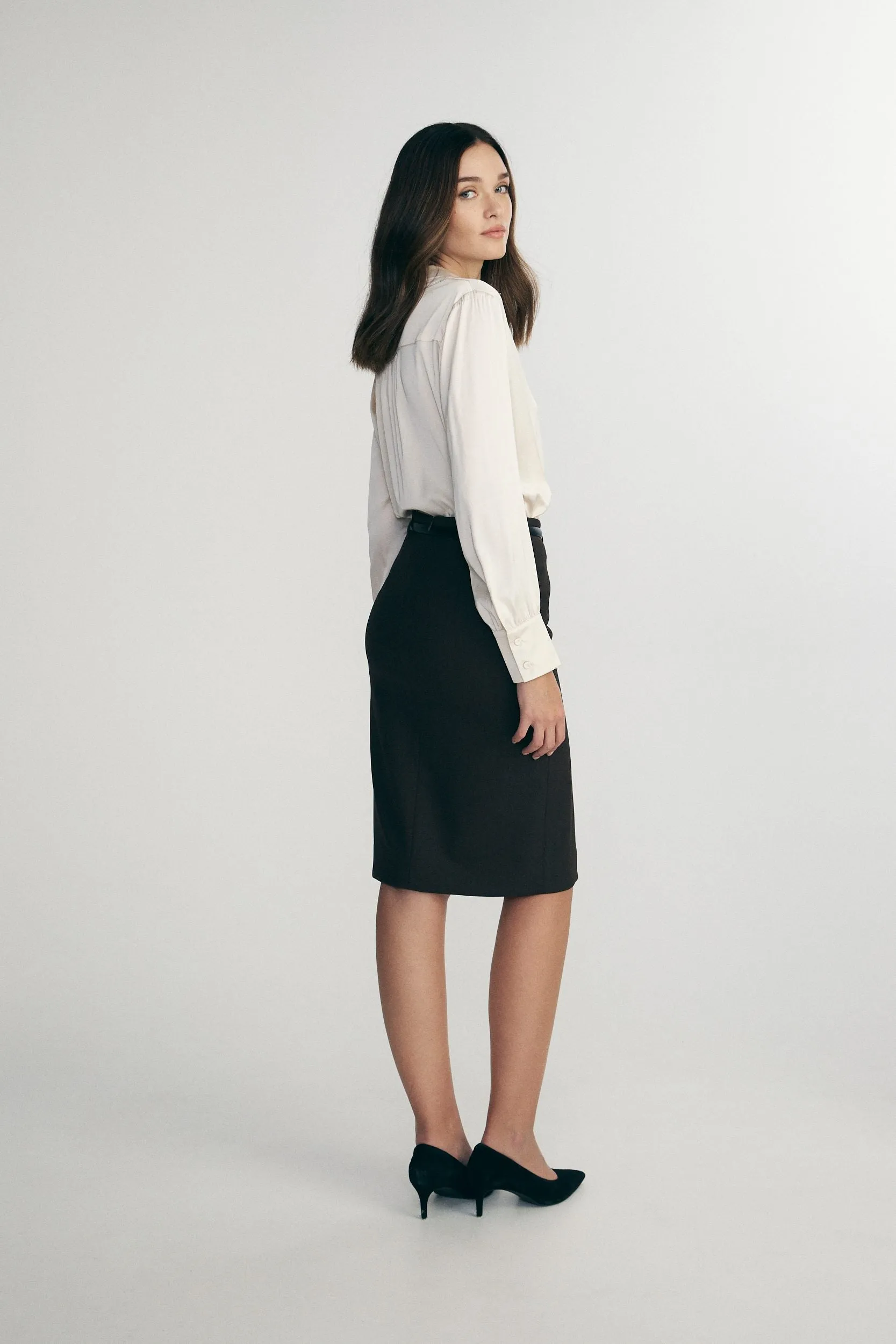 High waist pencil skirt with belt sold by Tristan Style product image thumbnail 2