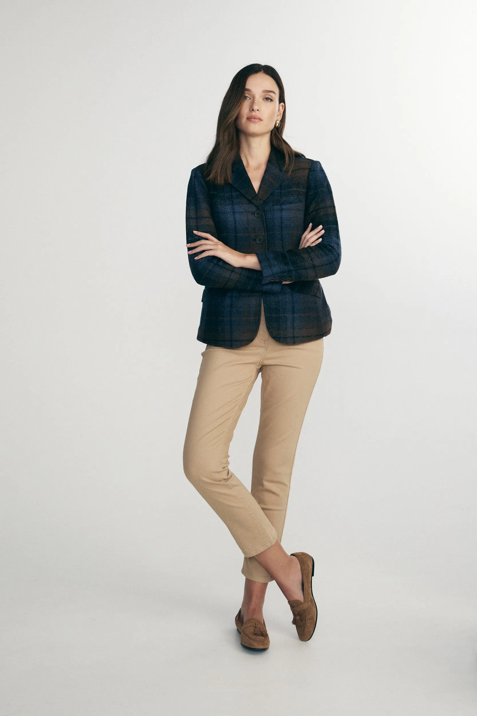 Plaid stretch fitted blazer sold by Tristan Style product image thumbnail 3
