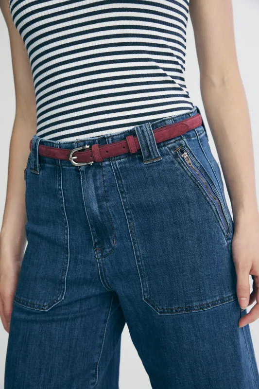 Soft suede slim belt sold by Tristan Style