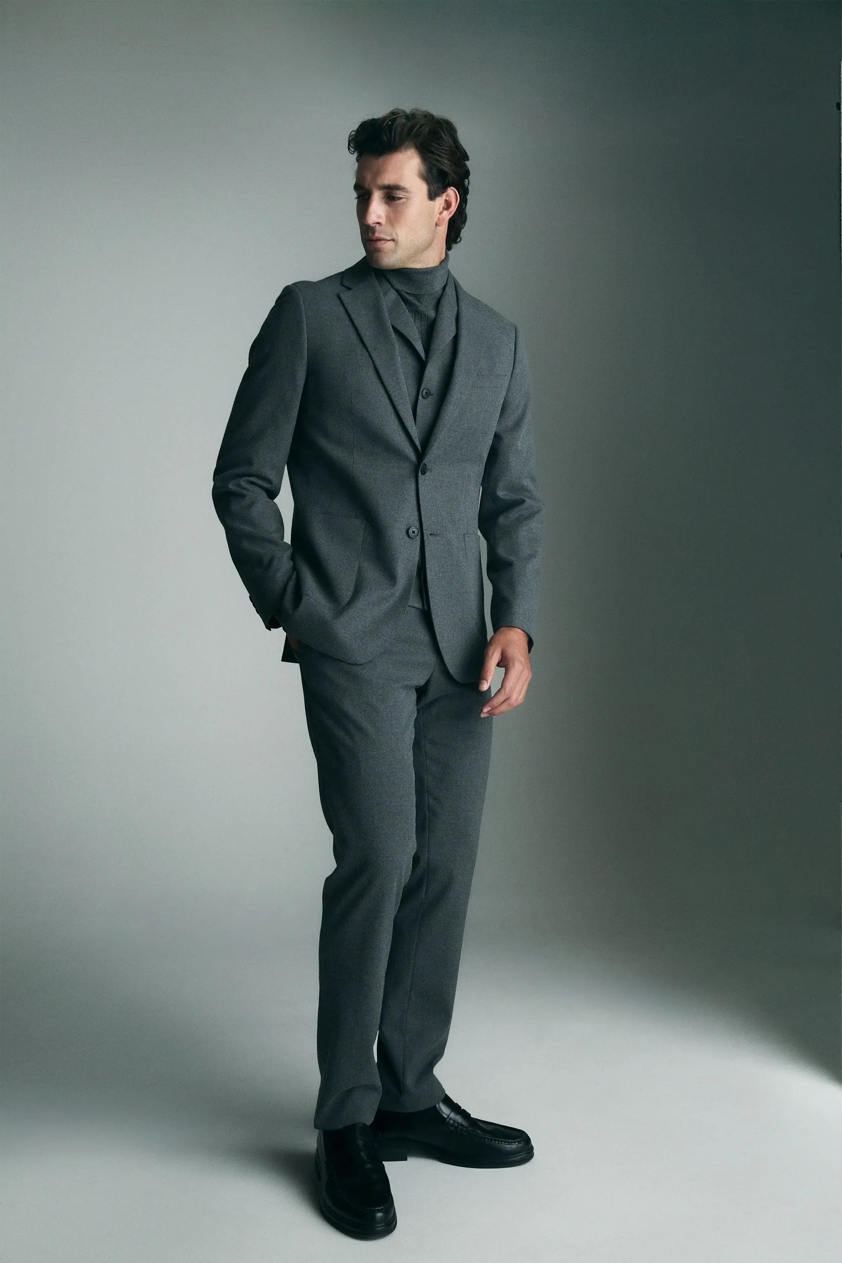 Semi-fitted flannel vest with collar sold by Tristan Style product image thumbnail 4