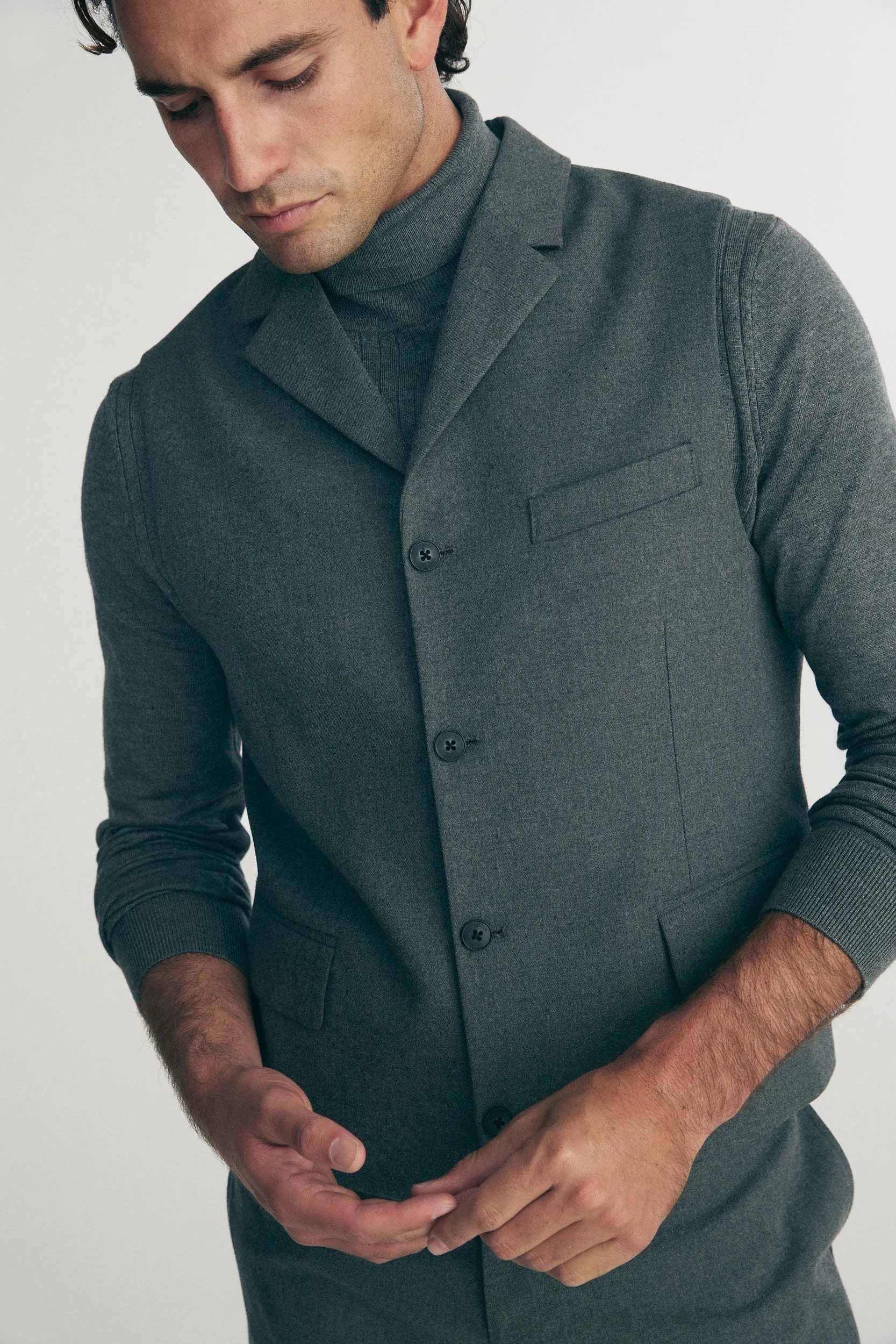 Semi-fitted flannel vest with collar sold by Tristan Style