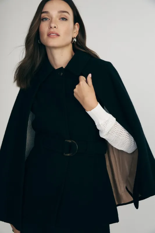 Wool cape coat sold by Tristan Style