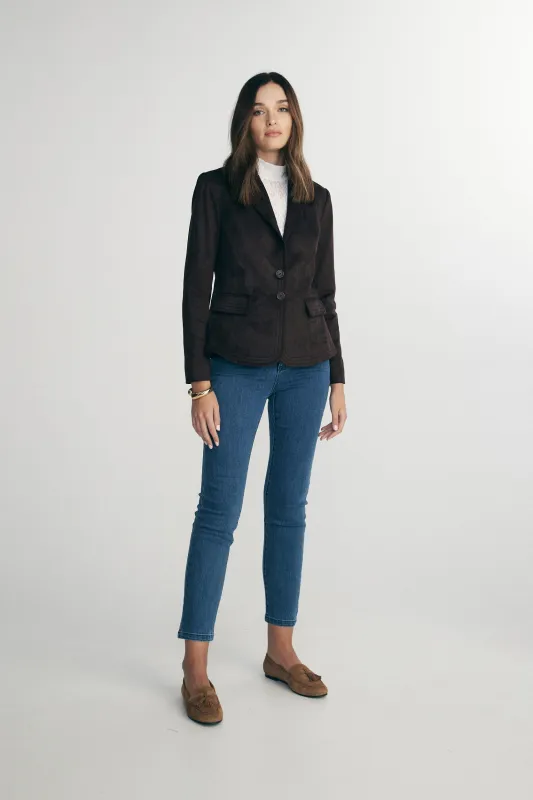 Vegan suede fitted jacket sold by Tristan Style