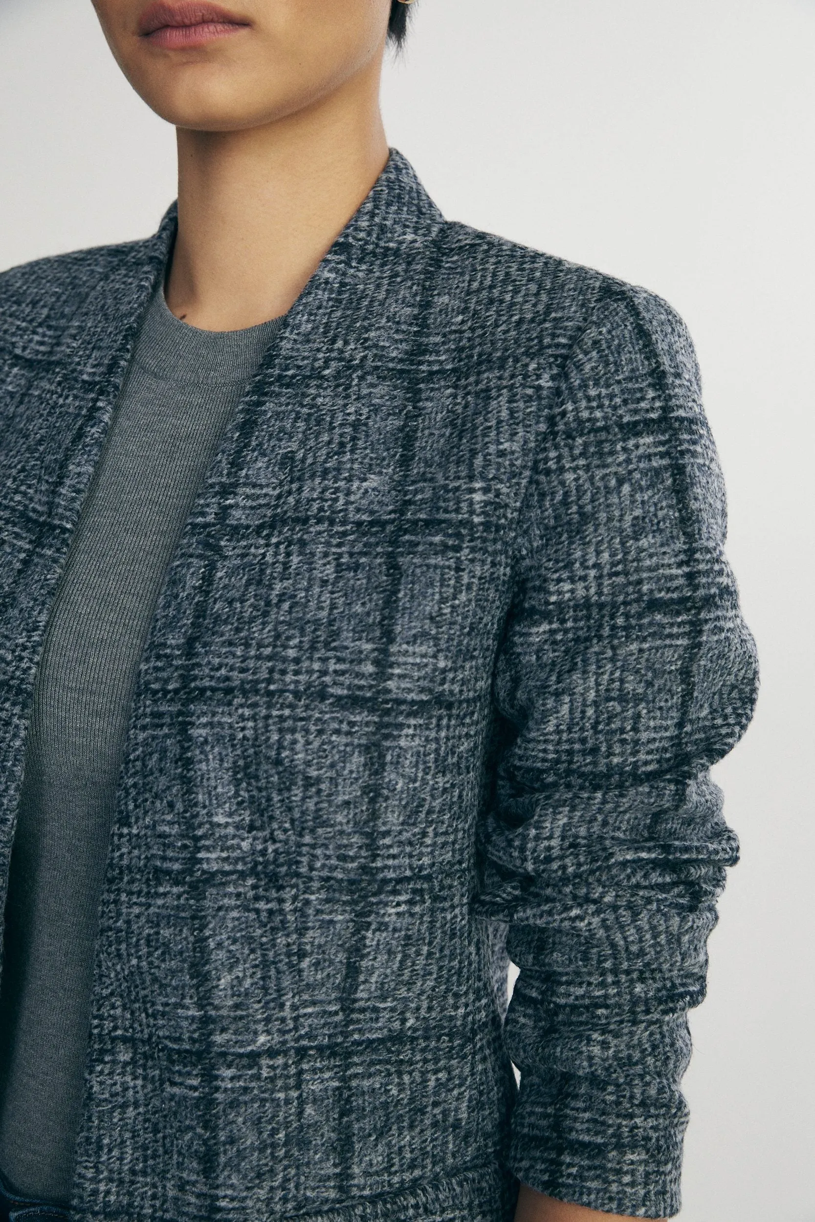 Plaid fitted stretch blazer sold by Tristan Style product image thumbnail 4