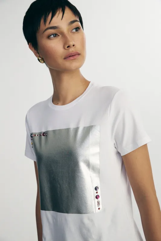 Metallic print T-shirt sold by Tristan Style