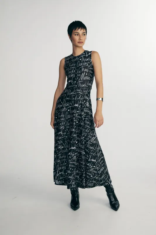Sleeveless printed maxi dress sold by Tristan Style