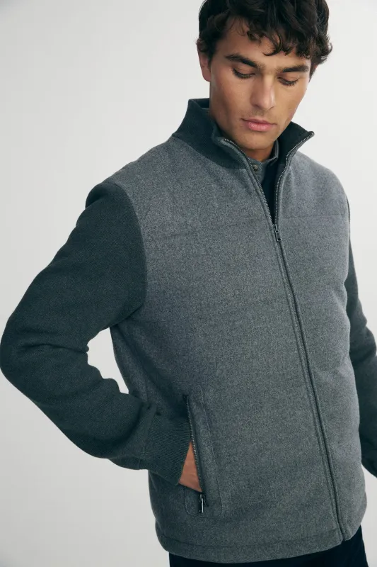 Jacket in a felted jersey and knit blend sold by Tristan Style