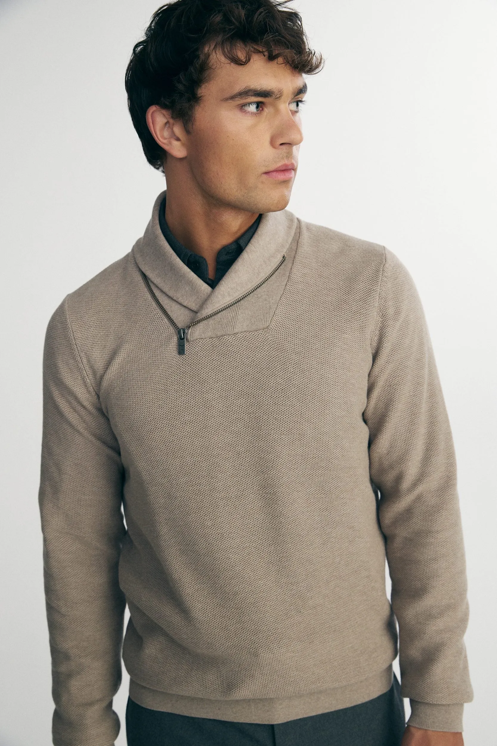 Textured shawl collar sweater sold by Tristan Style product image thumbnail 2