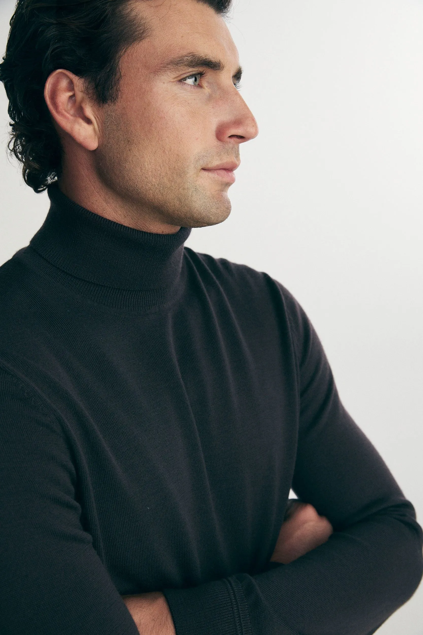 Merino wool turtle neck sweater sold by Tristan Style