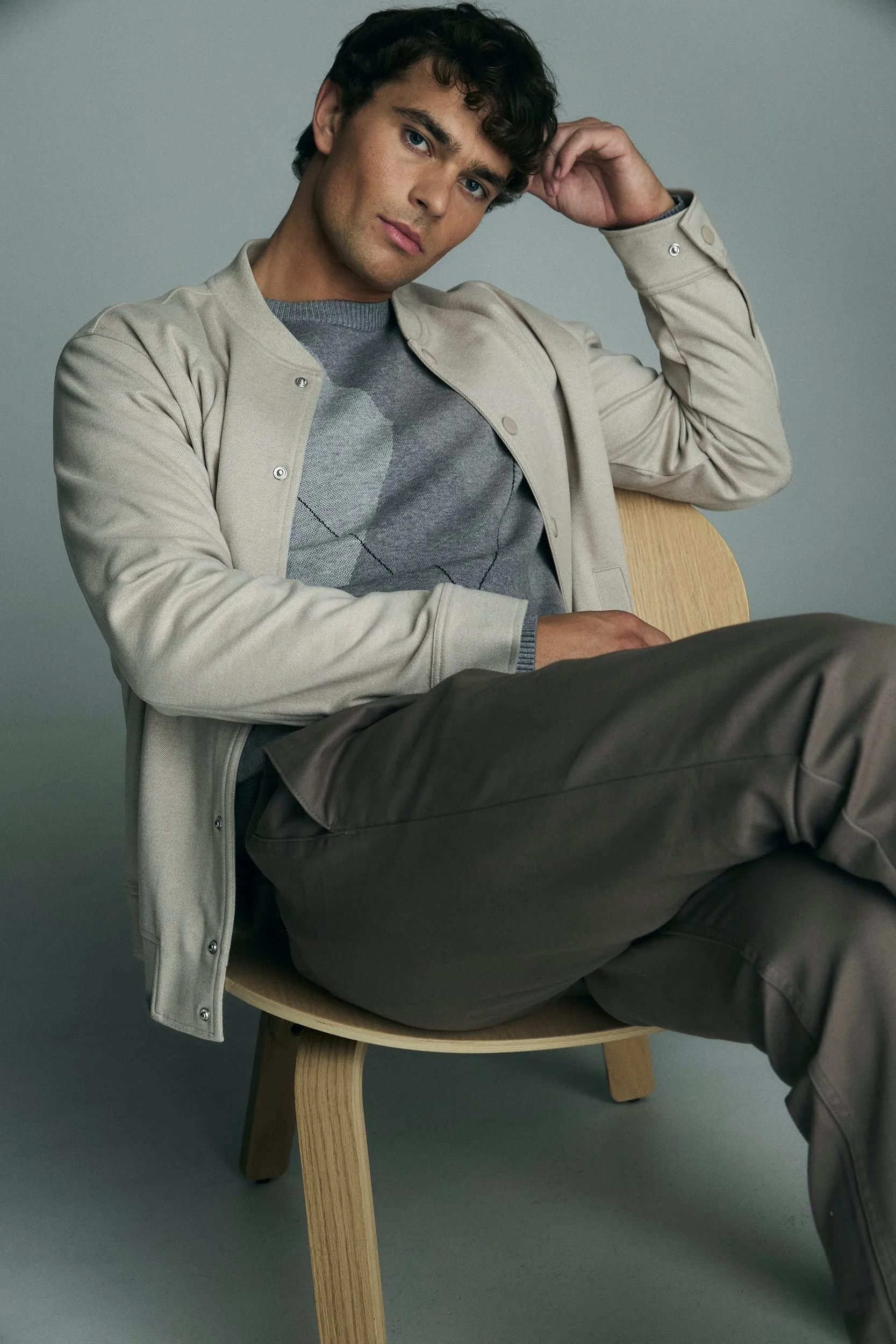 Baseball jacket with snaps sold by Tristan Style