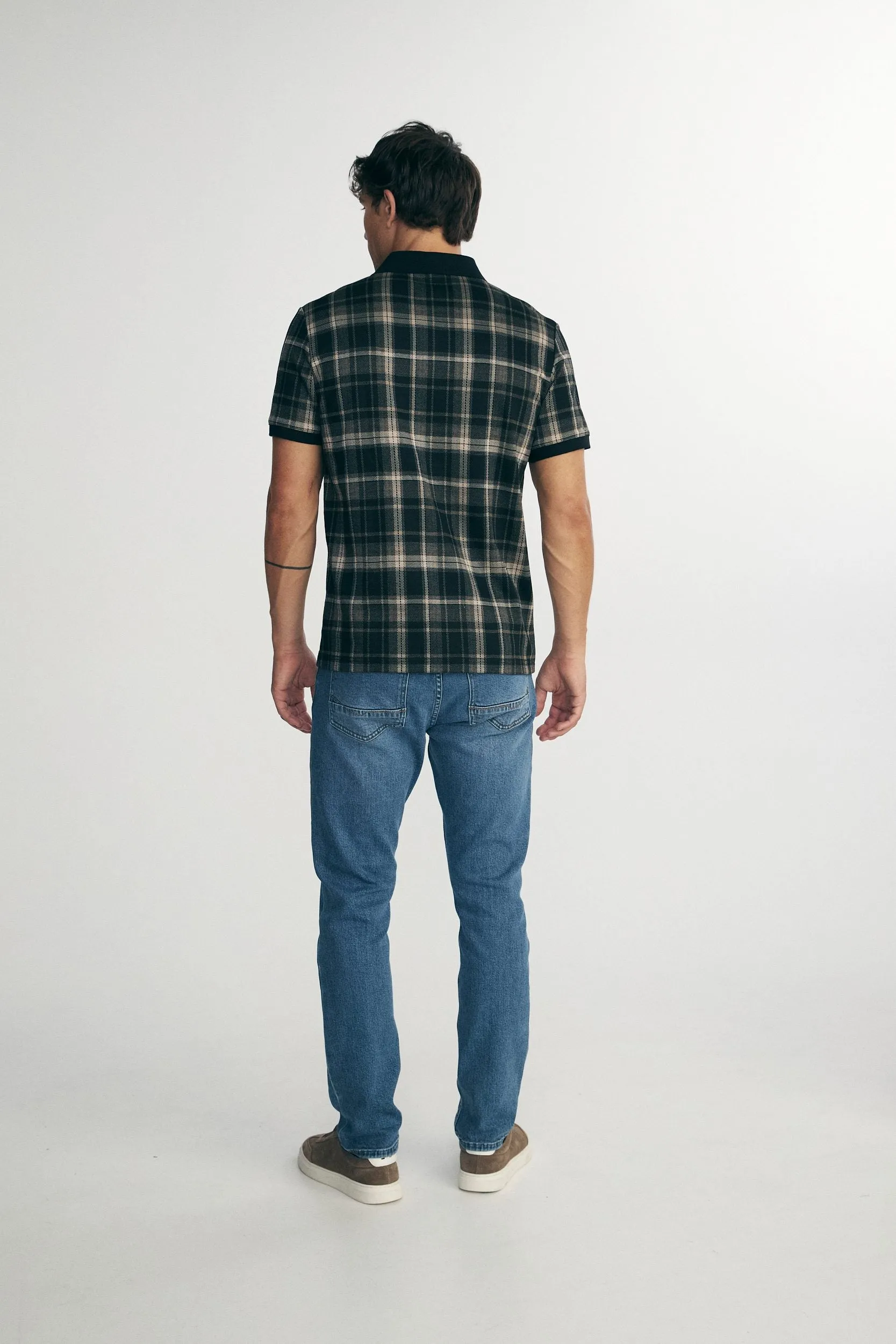 Check polo with rib collar sold by Tristan Style product image thumbnail 2