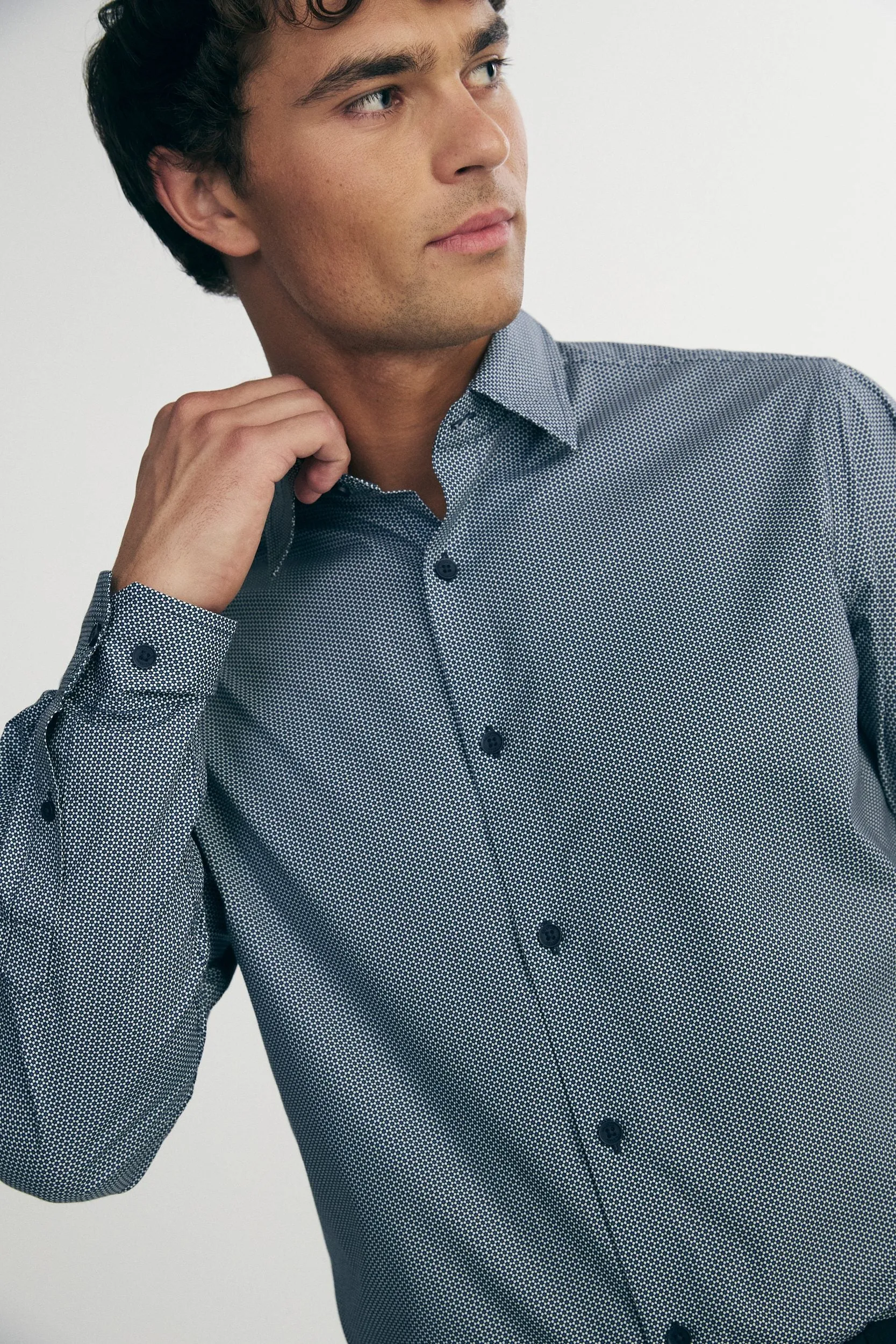 Micro print fitted shirt sold by Tristan Style