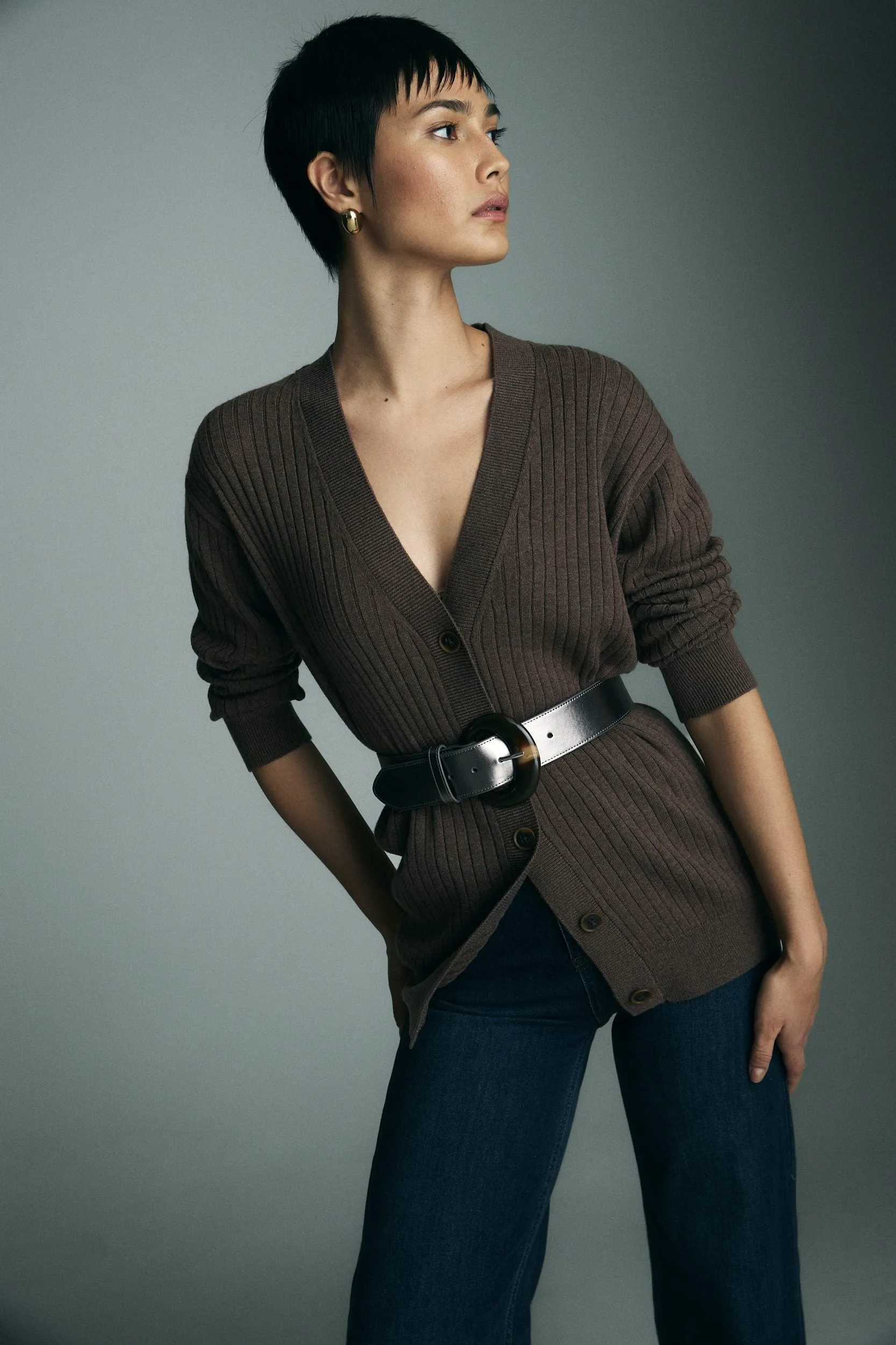 Relaxed cardigan with belt sold by Tristan Style product image thumbnail 2