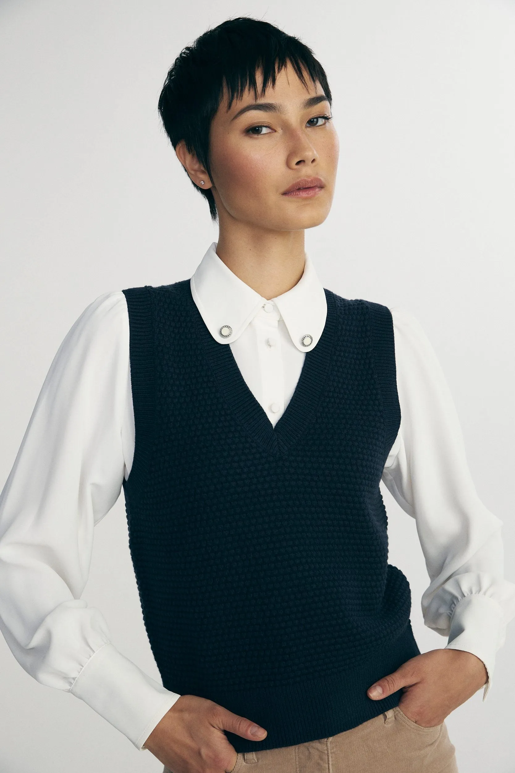 Sleeveless sweater sold by Tristan Style