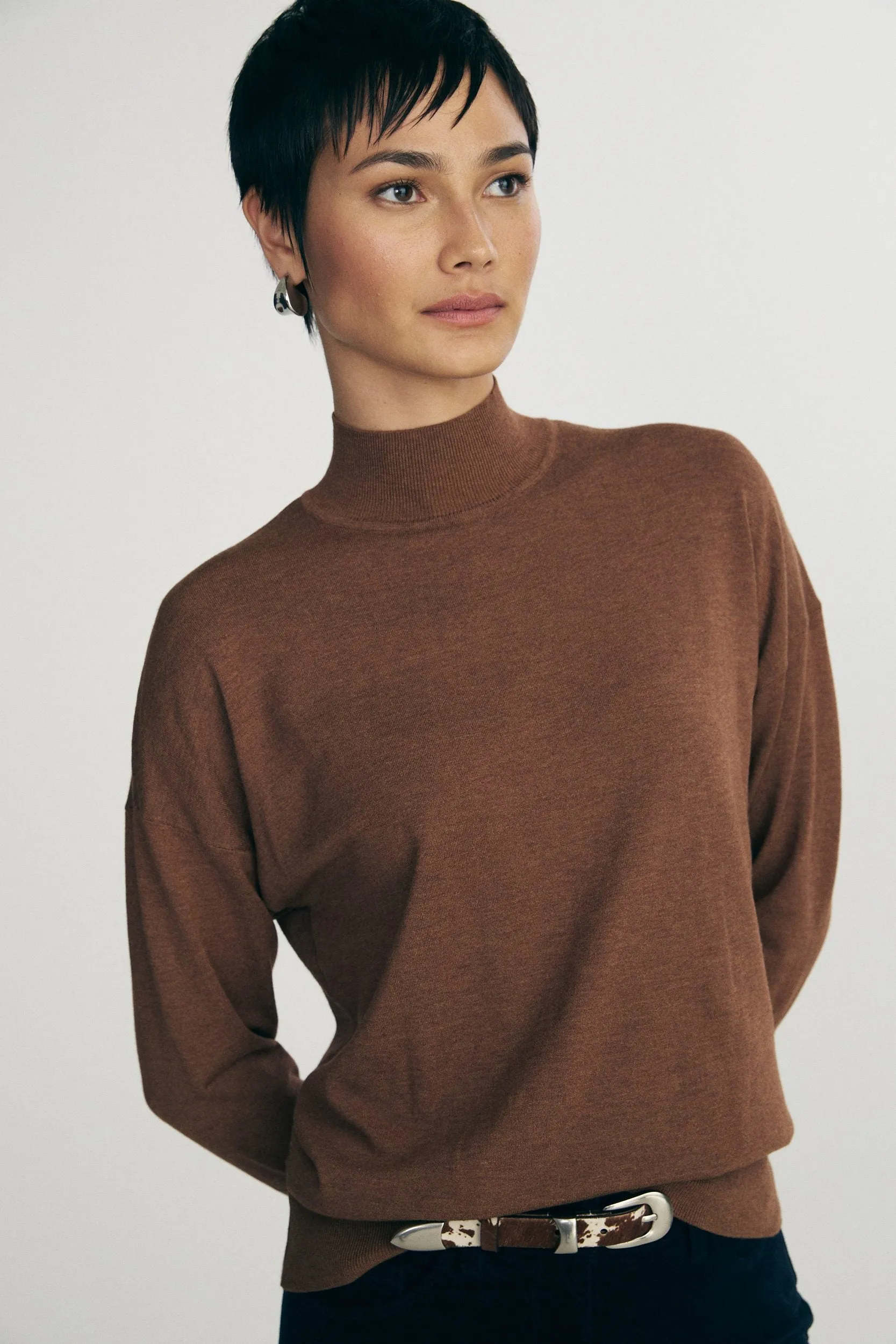 Loose mock neck sweater sold by Tristan Style product image thumbnail 3