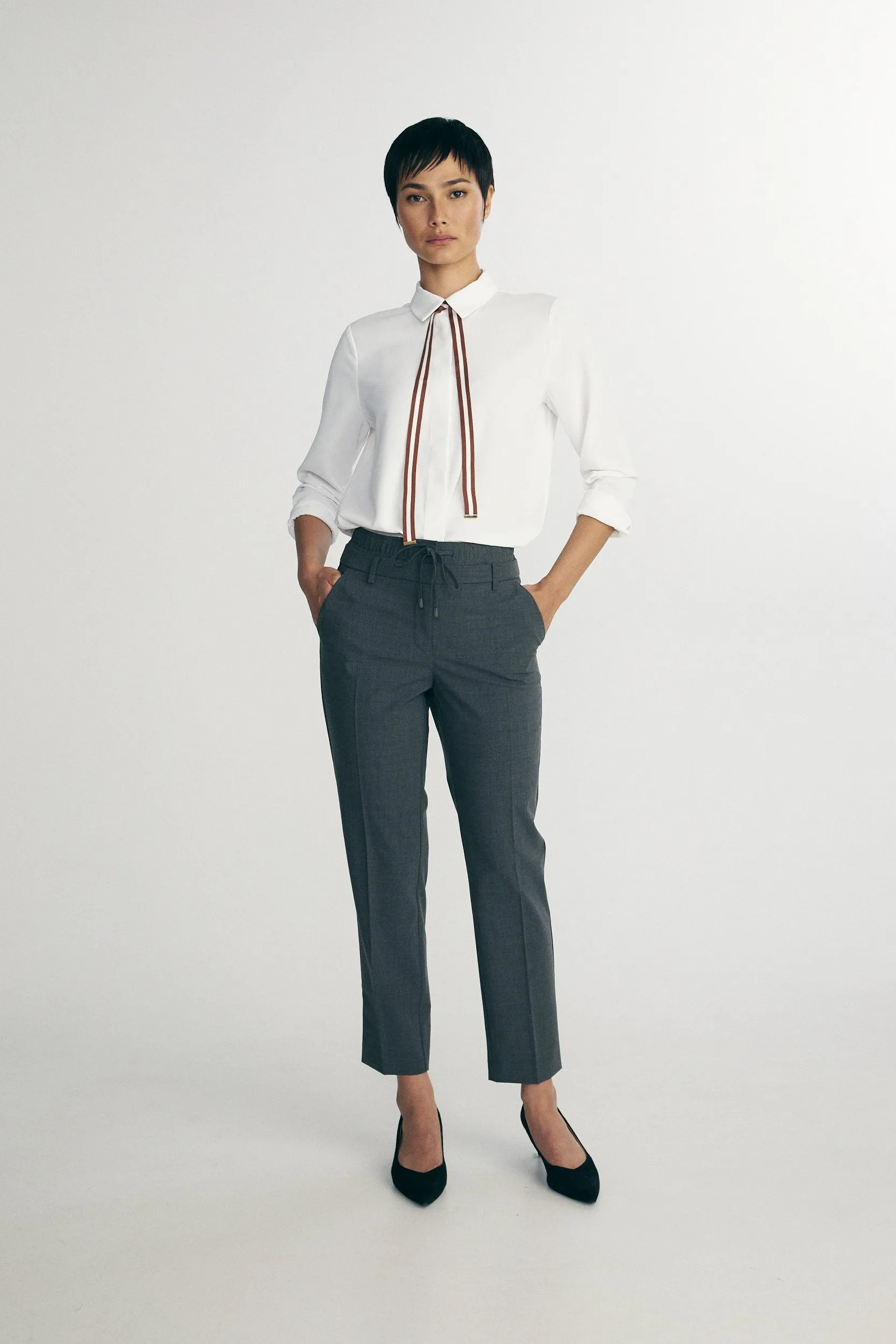 Flowy blouse with removable necktie sold by Tristan Style product image thumbnail 3