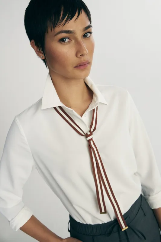 Flowy blouse with removable necktie sold by Tristan Style