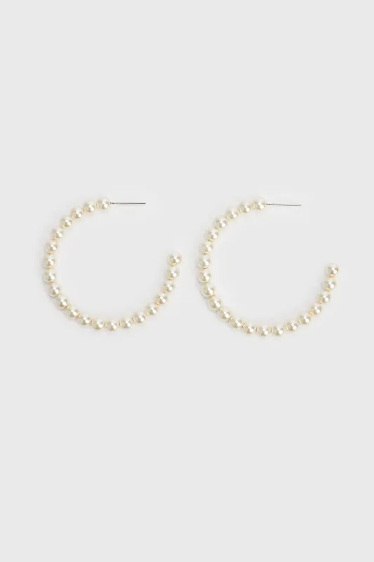 Pearl hoop earring sold by Tristan Style
