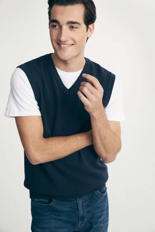 Textured sleeveless vest sold by Tristan Style