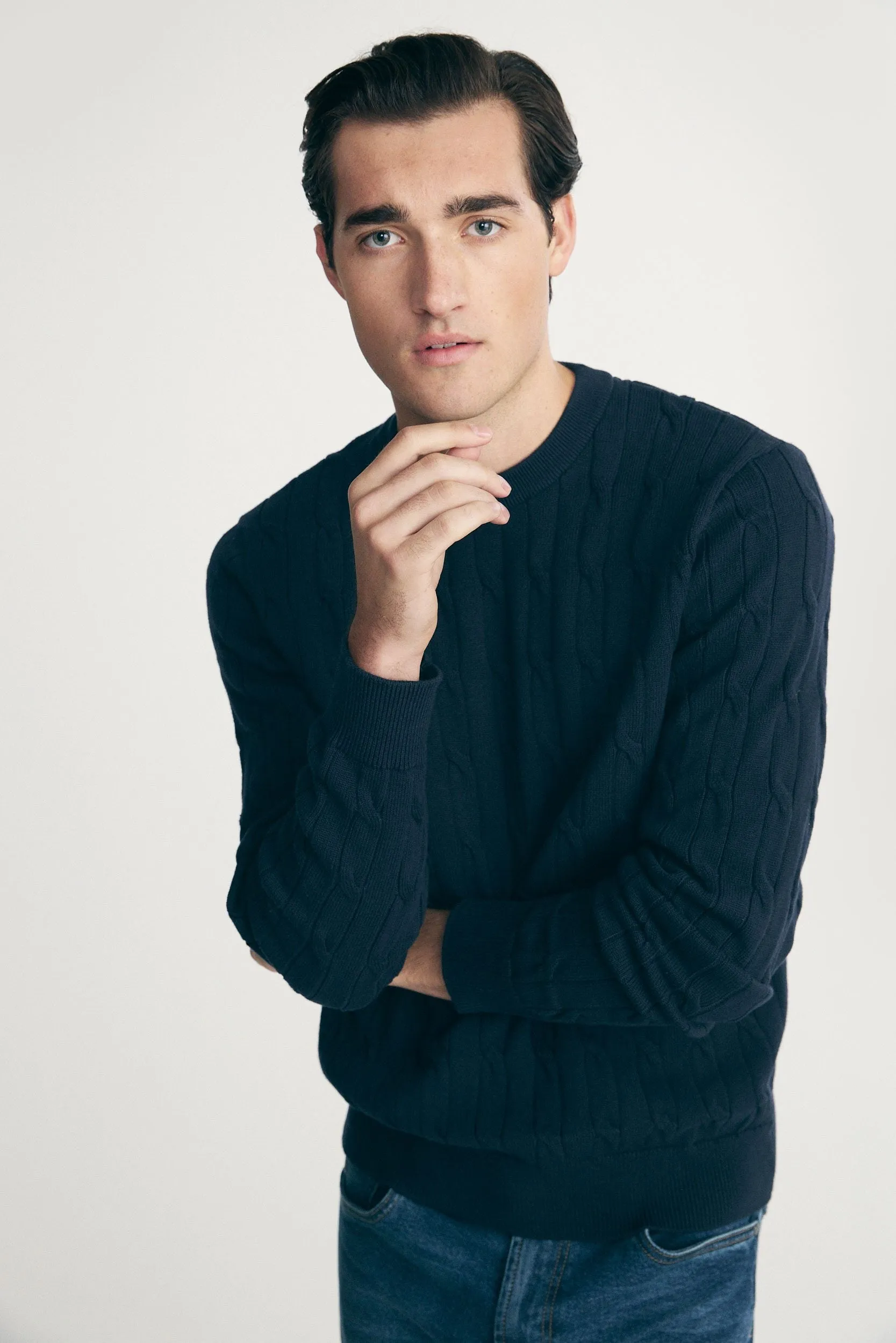 Cable-knit sweater sold by Tristan Style