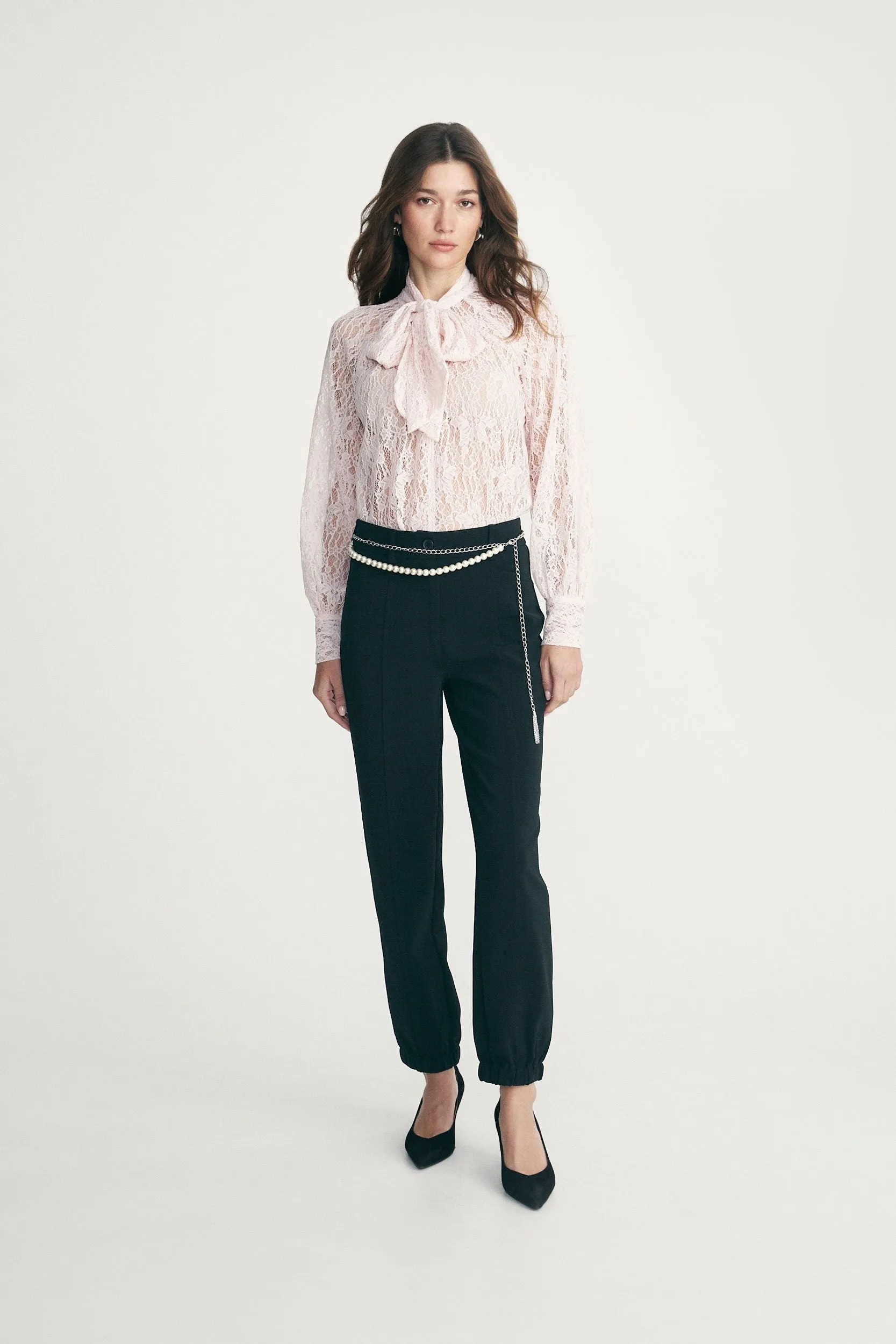 Lace blouse with bow tie neck sold by Tristan Style product image thumbnail 3