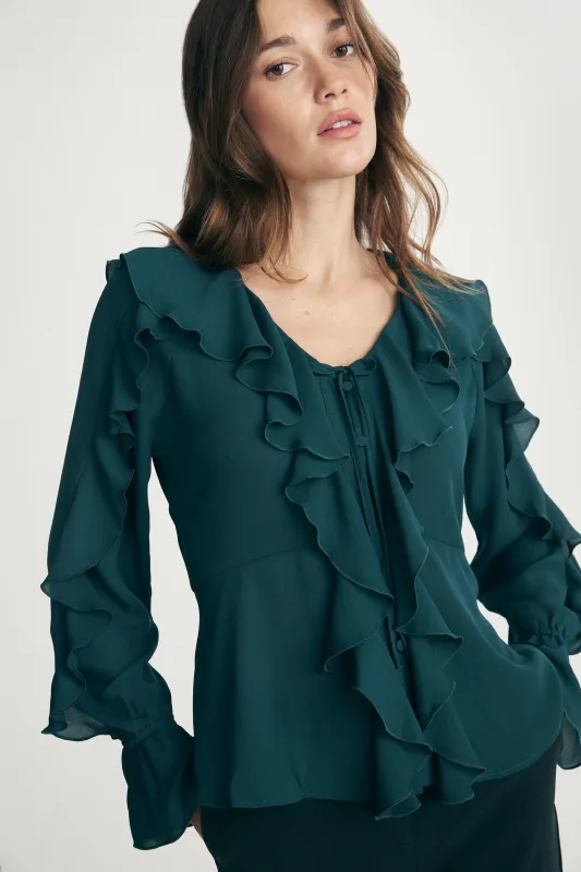 Ruffled fluid blouse sold by Tristan Style