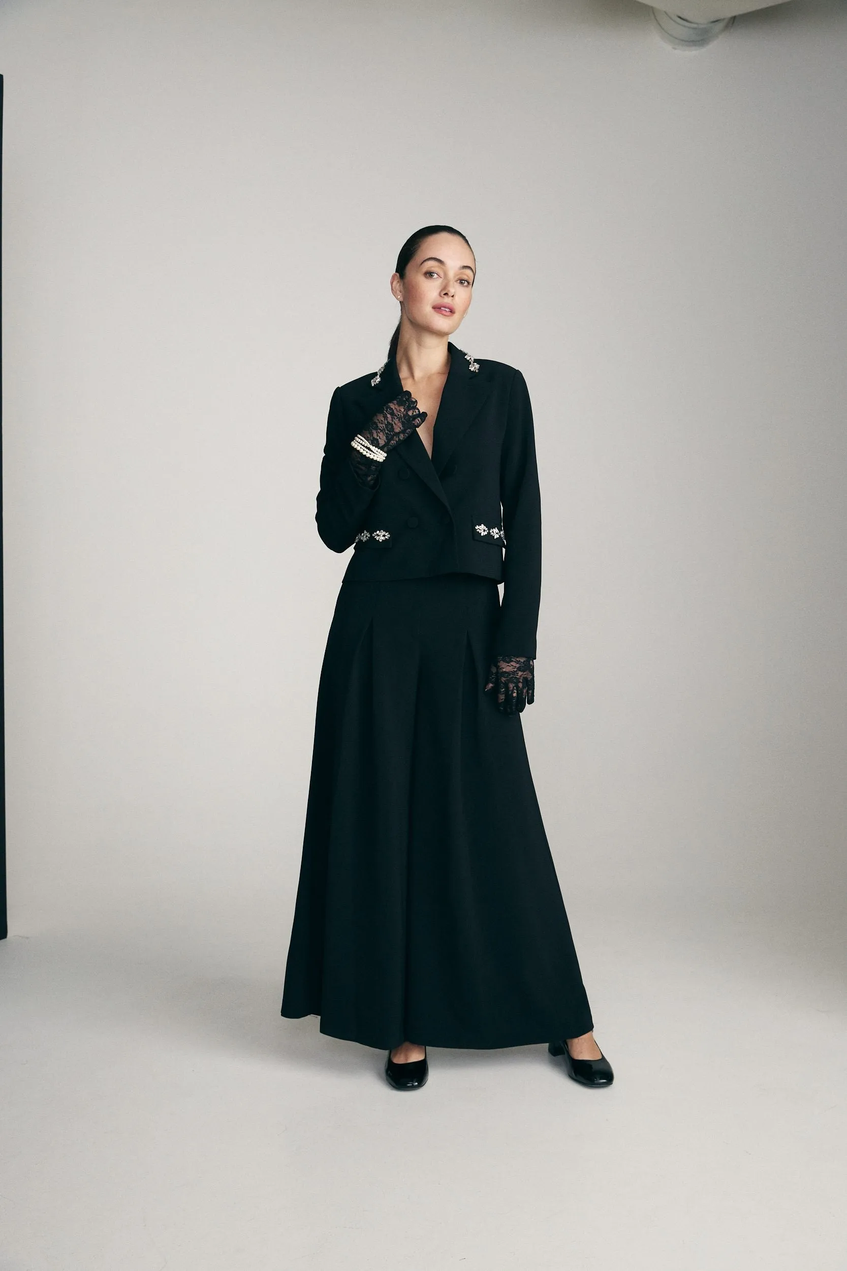 Blazer with crystal-embellished collar sold by Tristan Style product image thumbnail 3