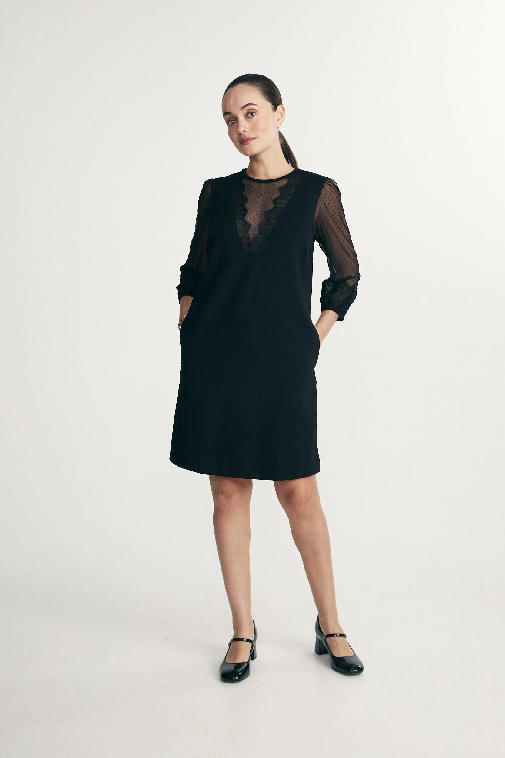 Straight dress with lace details sold by Tristan Style