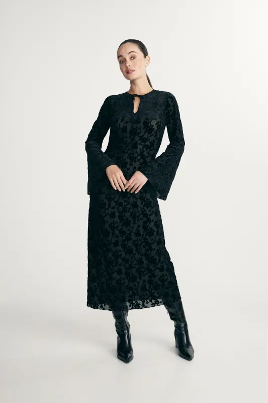 Velvet printed dress sold by Tristan Style