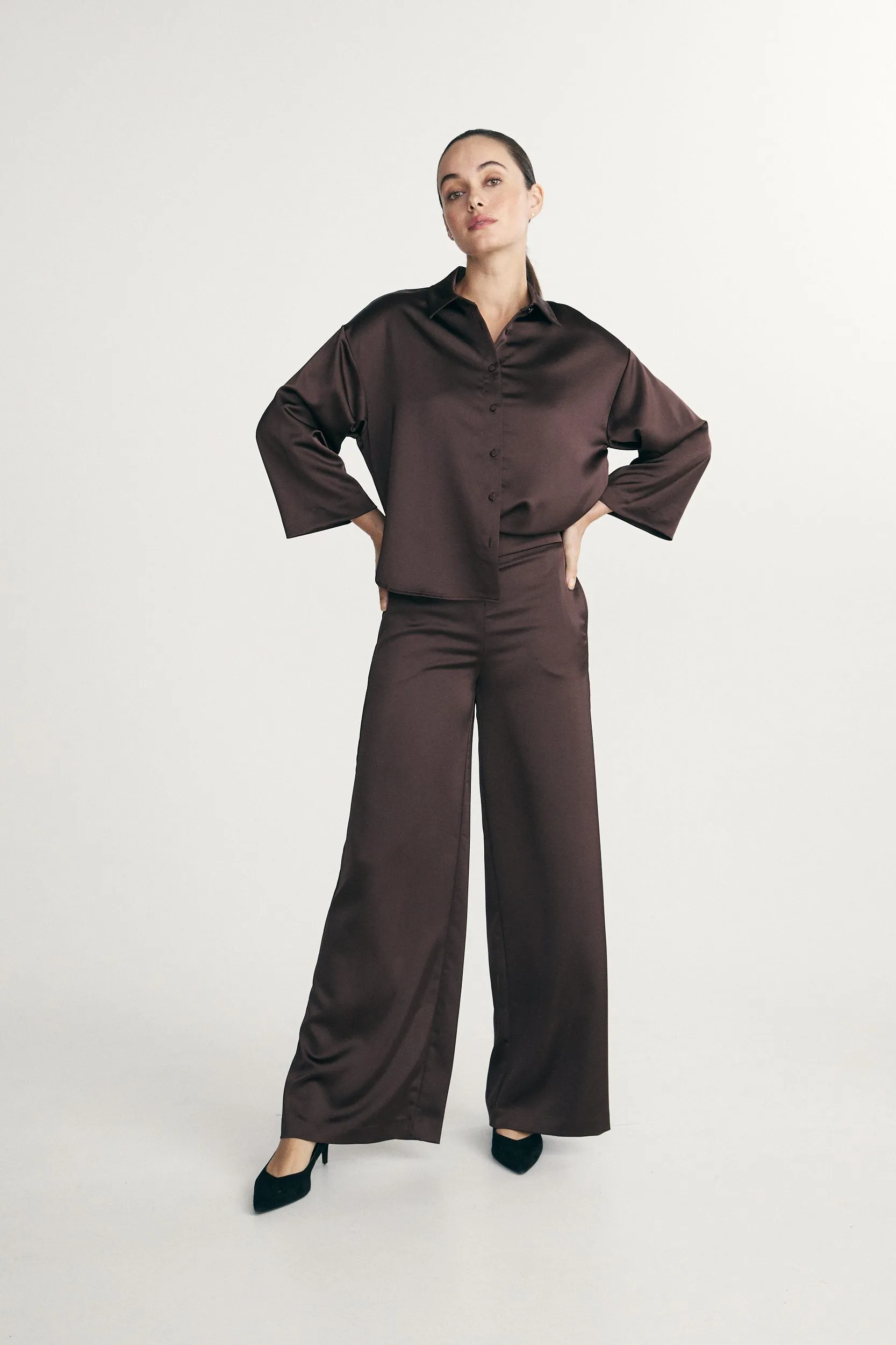 Wide leg satin pants sold by Tristan Style product image thumbnail 2