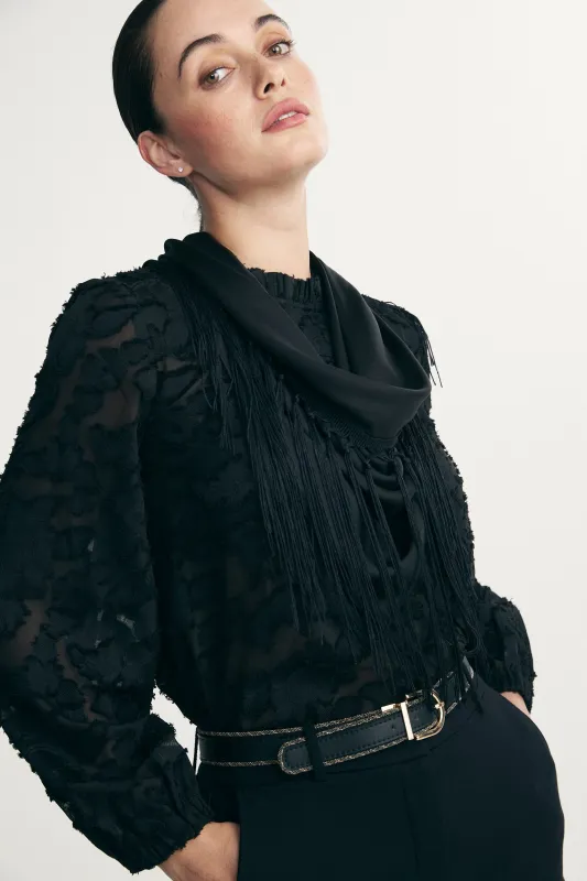 Scarf with tassels sold by Tristan Style