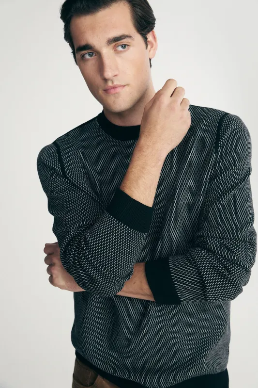 Reversible sweater with micro patterns sold by Tristan Style