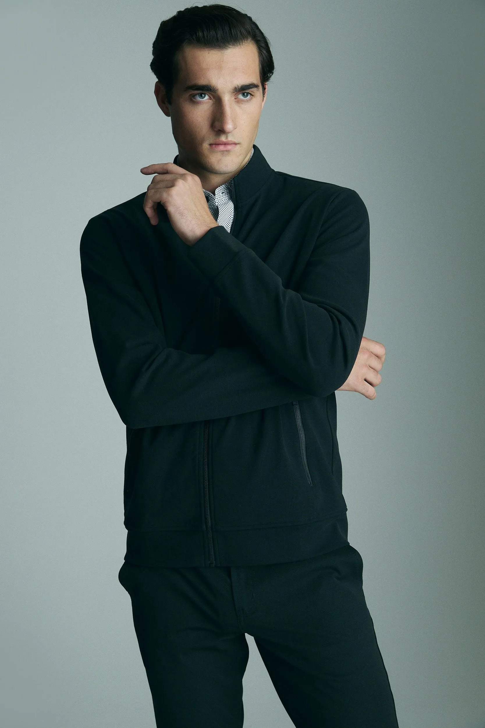 Mock neck zip-up cardigan sold by Tristan Style product image thumbnail 4