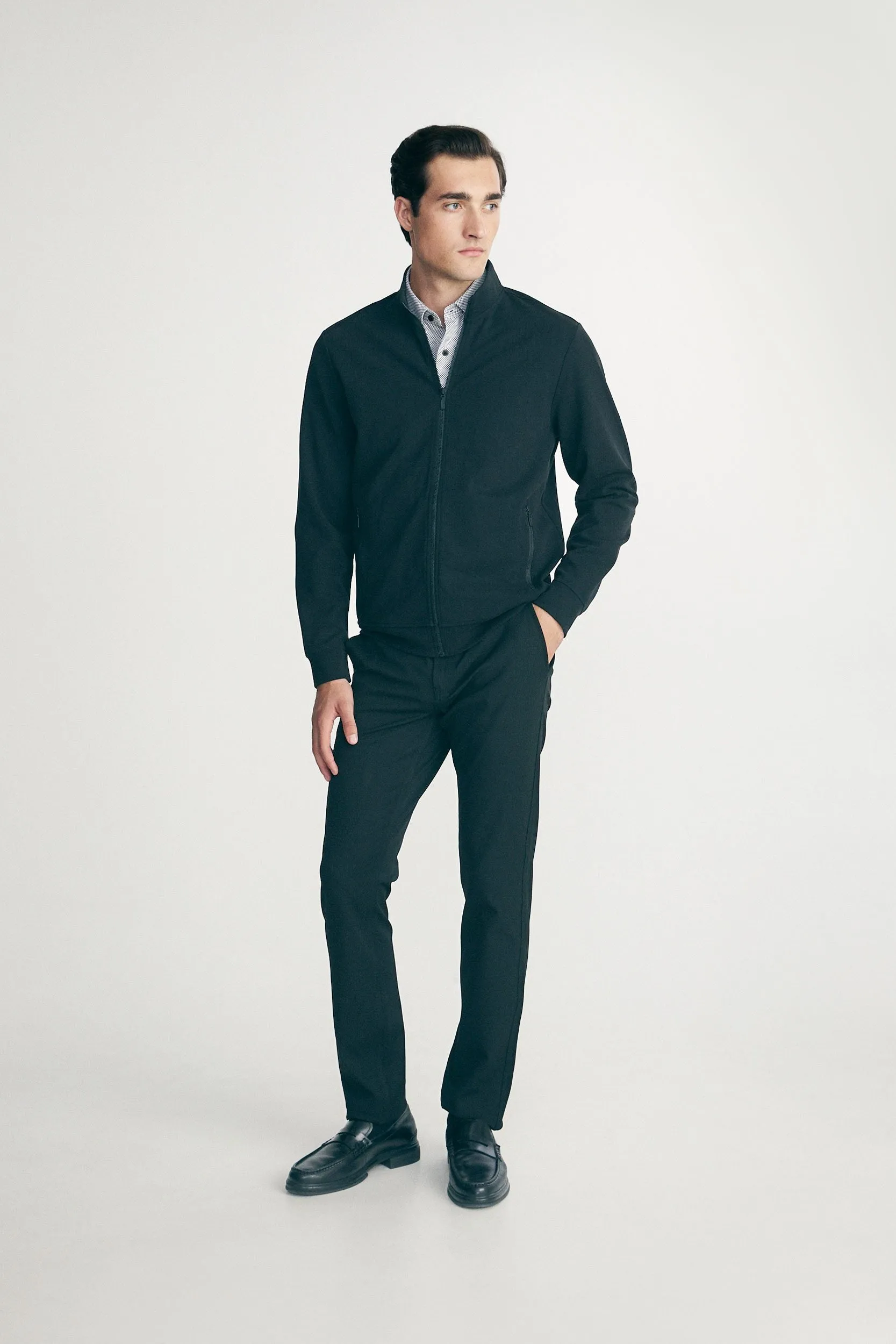 Mock neck zip-up cardigan sold by Tristan Style product image thumbnail 3