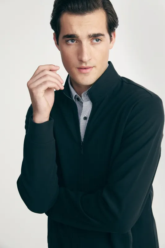 Mock neck zip-up cardigan sold by Tristan Style