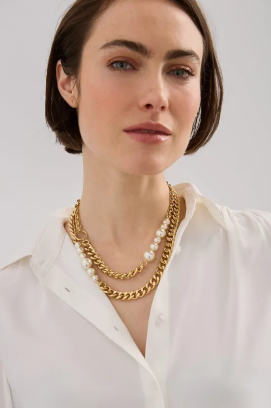 Chunky chain necklace with pearls sold by Tristan Style