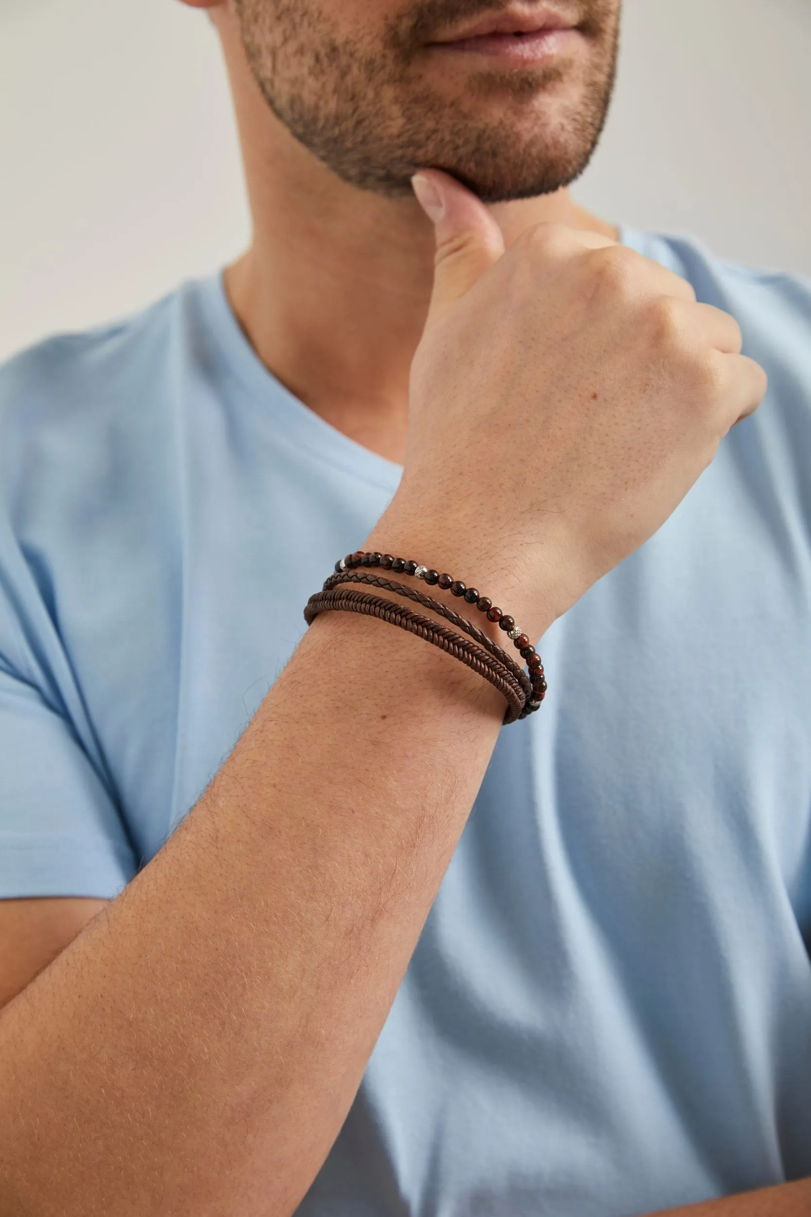 Multi row leather bracelet sold by Tristan Style product image thumbnail 5