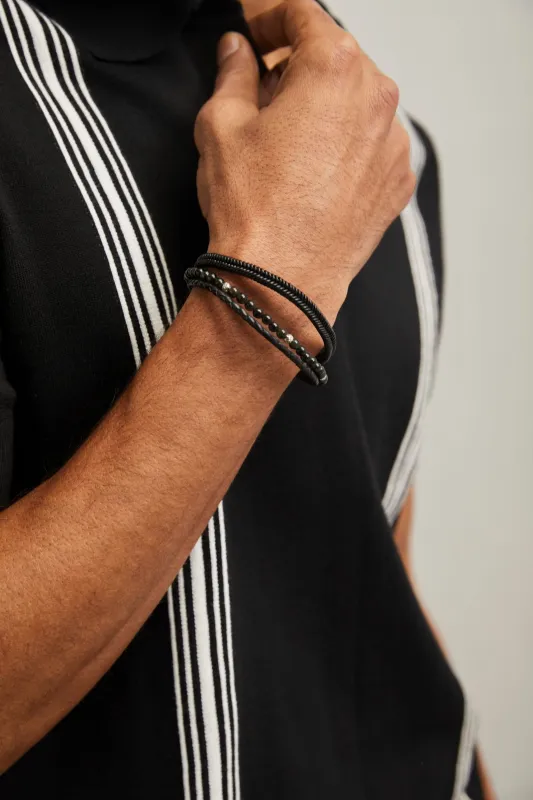 Multi row leather bracelet made by Tristan Style