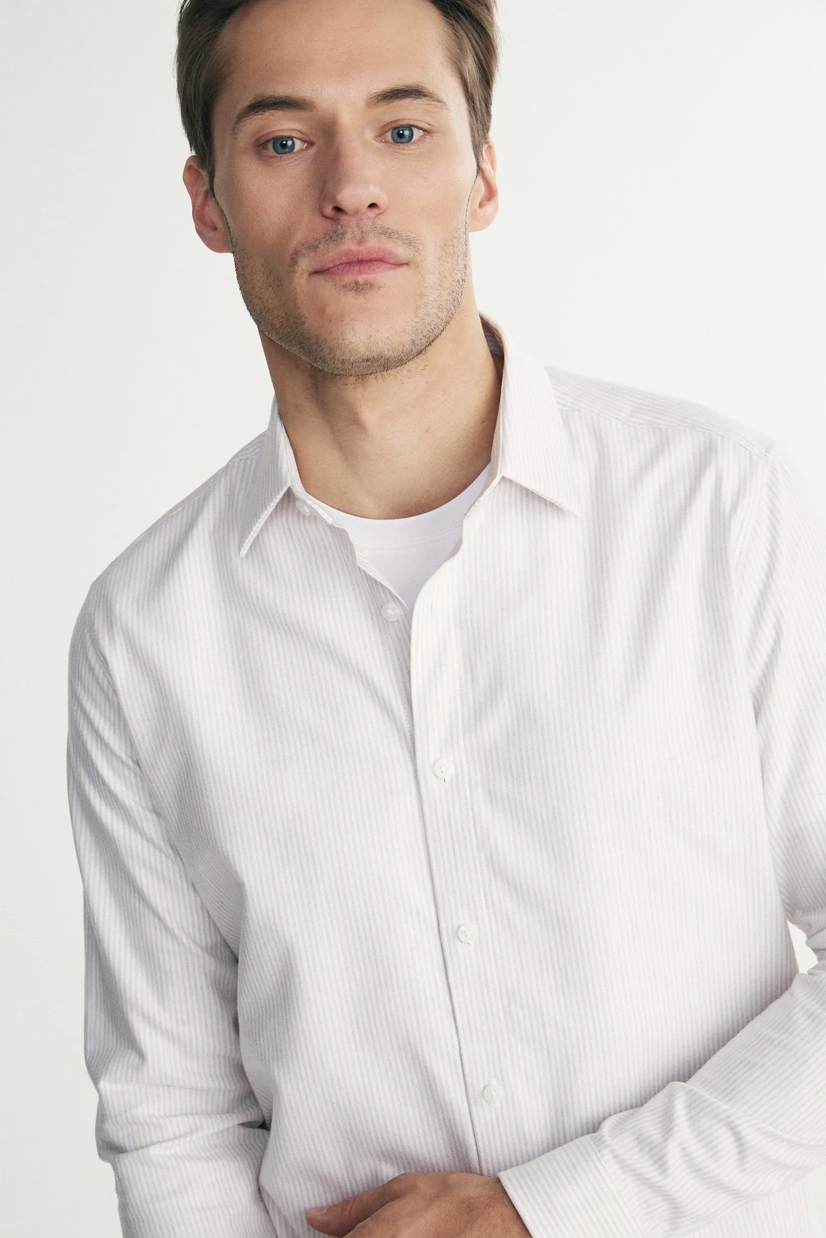 Semi-fitted stripe shirt sold by Tristan Style