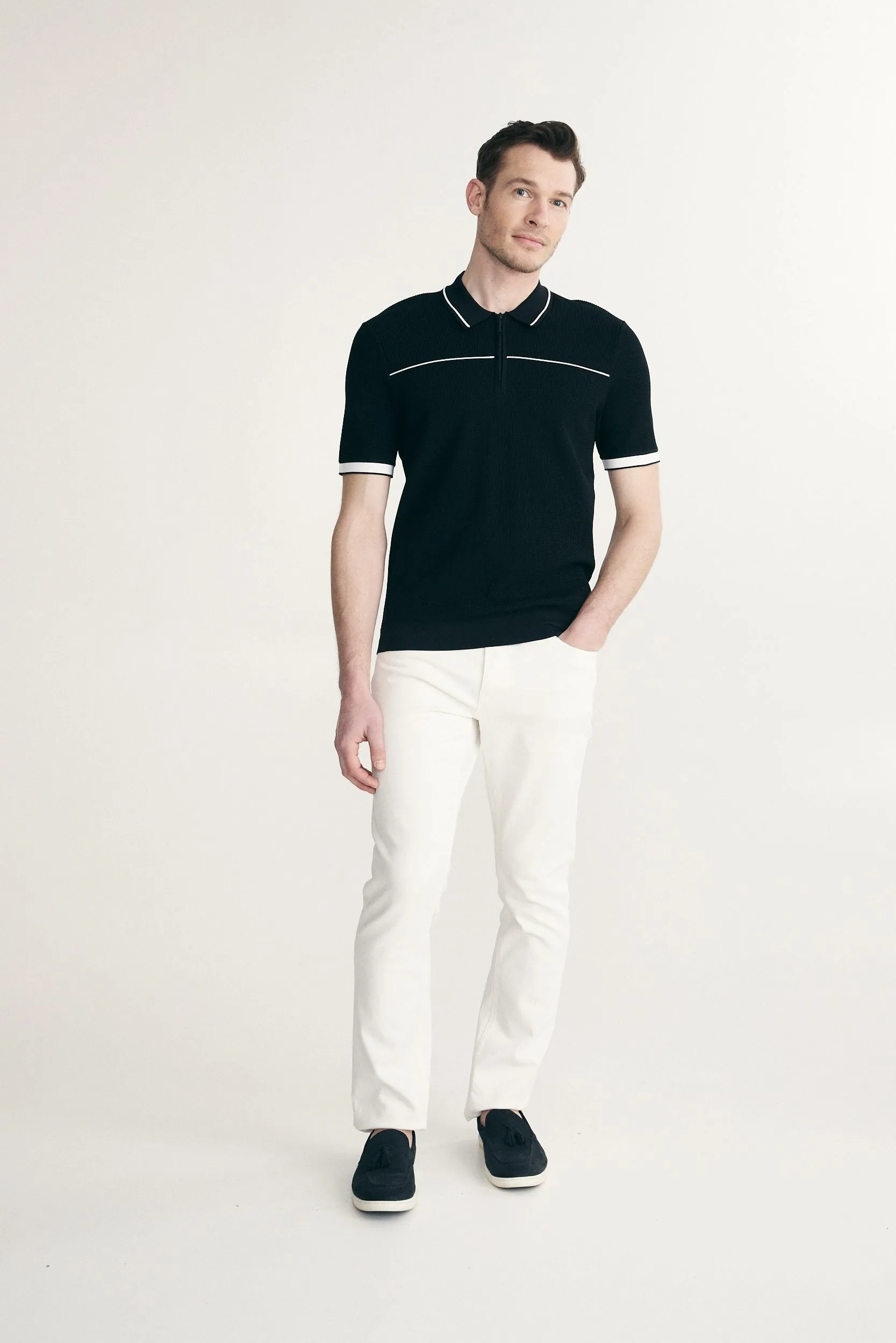 Contrast details knitted polo sold by Tristan Style product image thumbnail 4