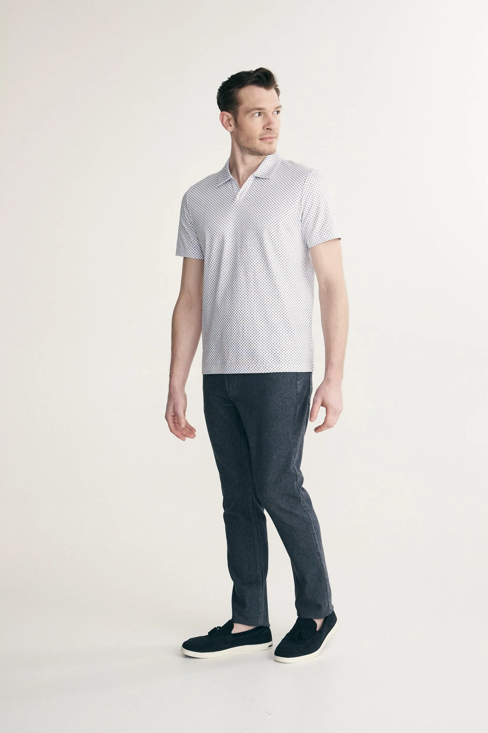 Mercerized cotton printed johnny polo sold by Tristan Style product image thumbnail 3