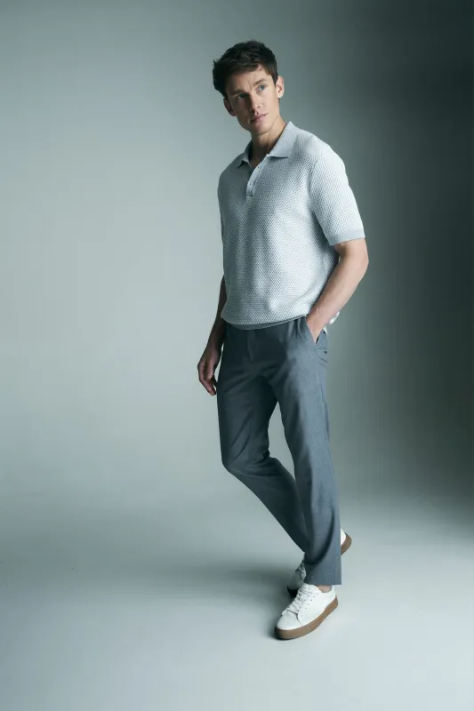 Two tone textured knitted polo made by Tristan Style
