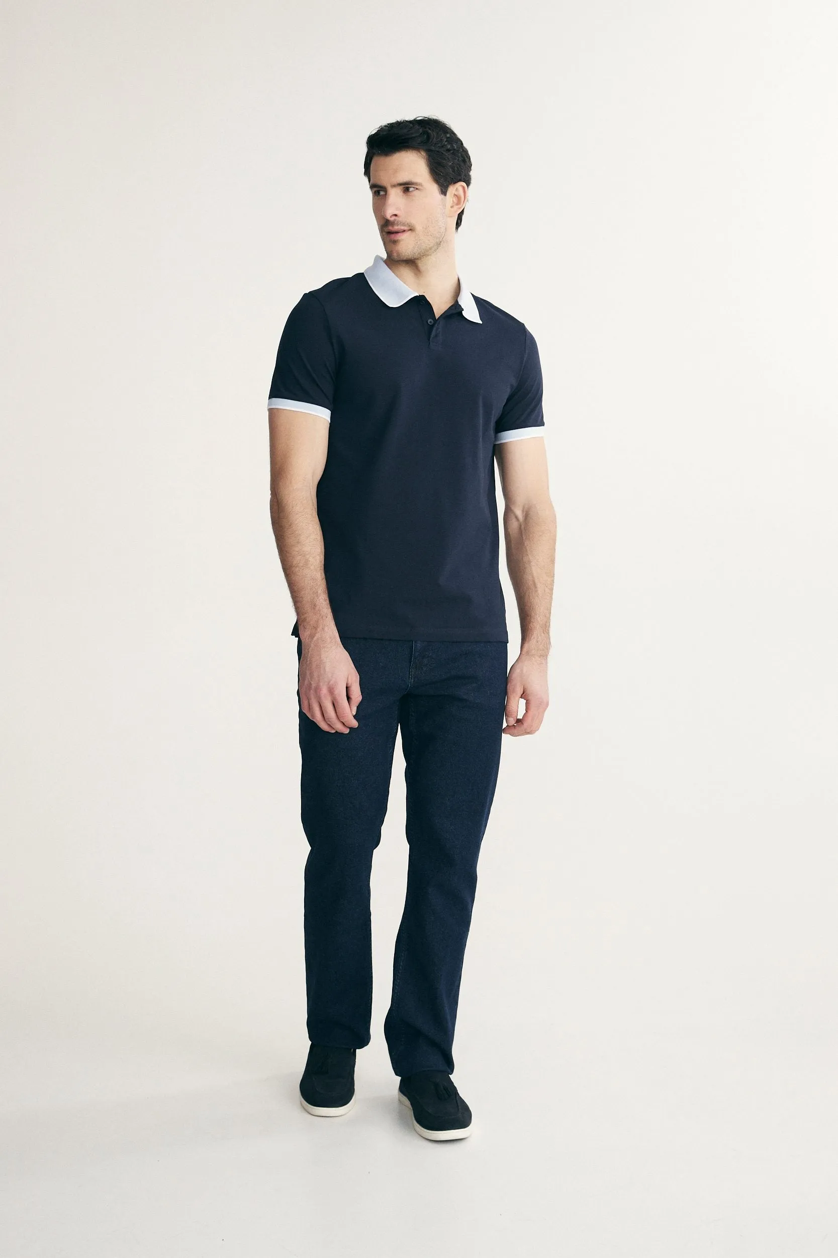 Polo with contrast collar sold by Tristan Style product image thumbnail 3