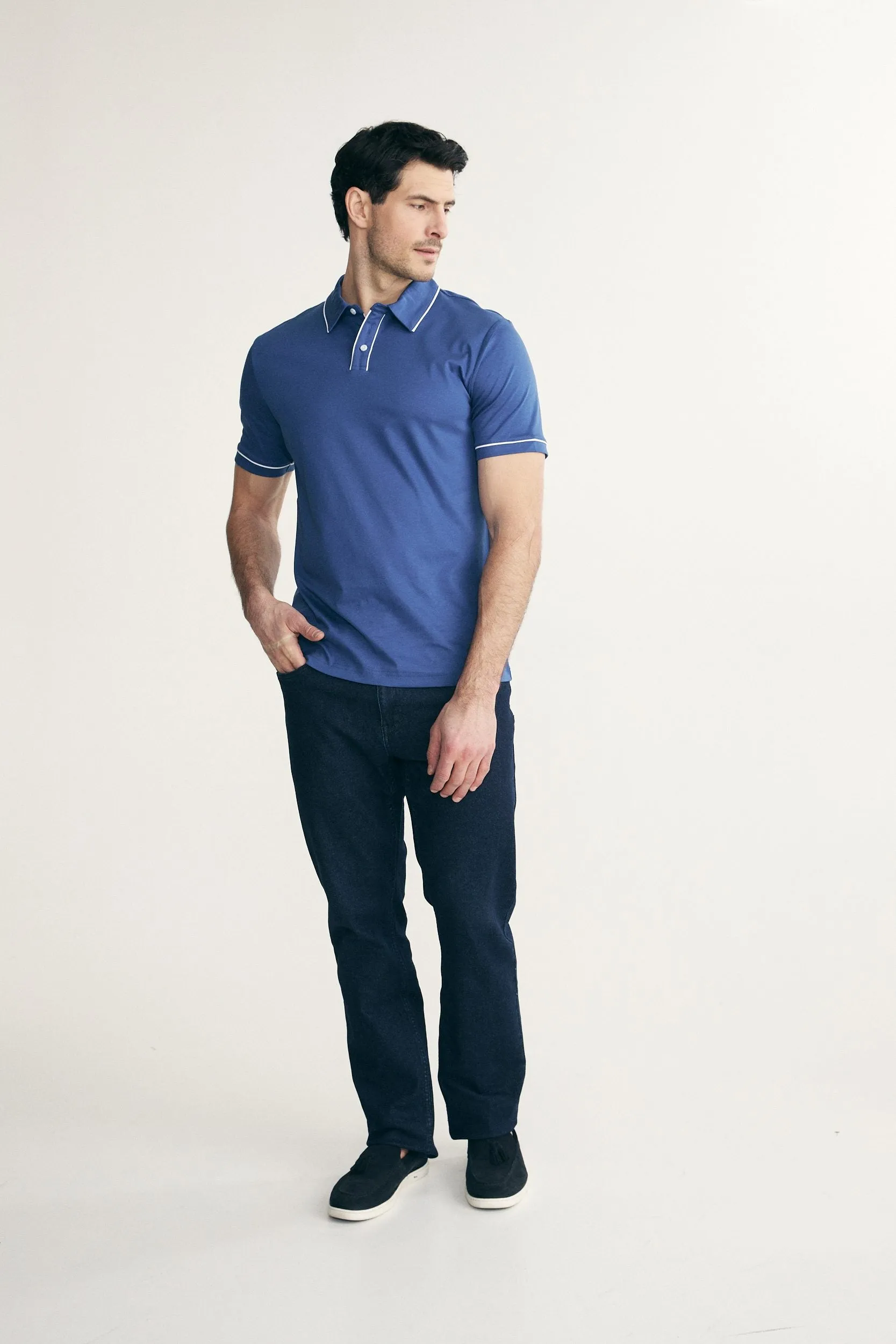 Mercerized cotton polo sold by Tristan Style product image thumbnail 3