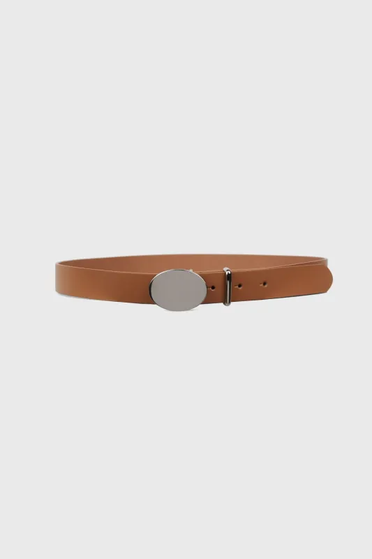 Belt with gold rounded buckle made by Tristan Style