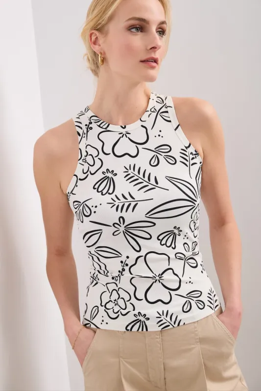 Floral print sleeveless rib top sold by Tristan Style