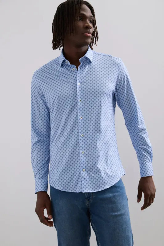 Extra-Fitted Micro Flower Print Jersey Shirt sold by Tristan Style