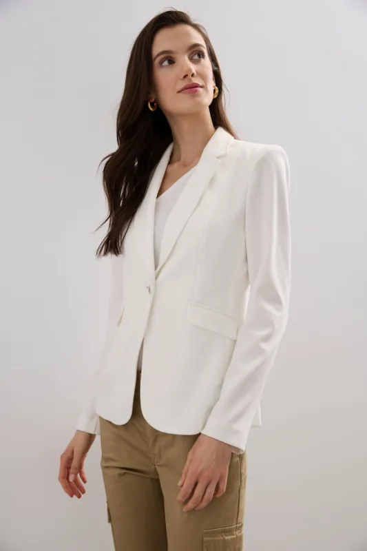 Textured stretch fitted blazer sold by Tristan Style