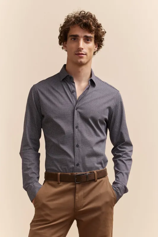 Extra-fitted micro pattern printed shirt sold by Tristan Style
